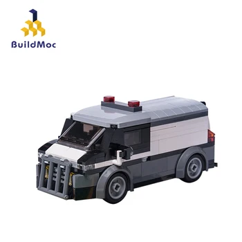 BuildMoc de Polícia da Cidade de Mini Dinheiro do Banco do Transportador Carro Técnica Modelo de Caminhão MOC Construção de Blocos de Tijolos de Educação Brinquedos para a Criança de Presentes