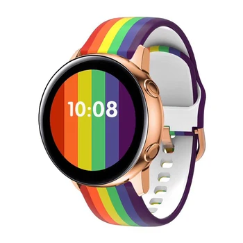 20 22mm arco-íris de Silicone Pulseira para Samsung Galaxy Watch 42mm 46mm/Active/Active2 40mm 44mm Faixa de Relógio de Correias de desengate Rápido
