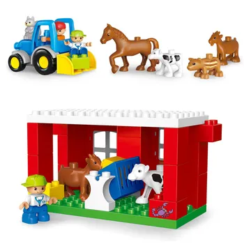 123pcs DIY Feliz de Fazenda E Animais do Zoológico de Blocos de Construção de Brinquedos Compatível Com duploINGlys Blocos de Construção de Brinquedos presentes das Crianças
