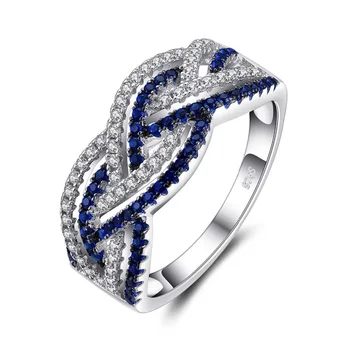 Huitan De Luxo, A China Azul E A Branca Da Porcelana Do Elegante Anéis Elegantes Para As Mulheres Twist Design De Padrão Micro Pavimentada Aniversário Anéis