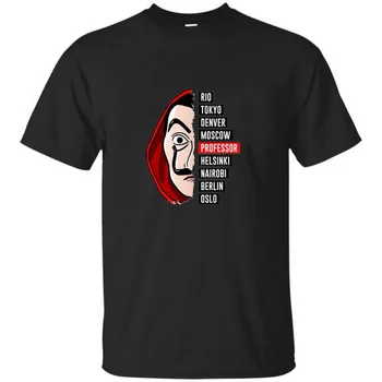 Salvador Dali Engraçado Impresso La Casa De Papel De T-Shirt Dinheiro Assalto Tees Série de TV Camisetas Homens de Manga Curta, Casa Do Papel de T-Shirt