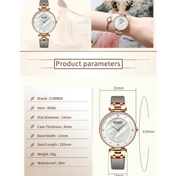 CURREN Mulheres Relógios de Novas Simples Relógio de Quartzo de Luxo Elegante relógio de Pulso com Pulseira de Couro para Mulheres Quartz Ladies Watch Reloj Mujer