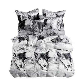 Jogo de cama 3D Animal de Capa de Edredão Artigo Lobo 4 Conjunto de roupa de Cama Impresso Beddingset