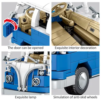 SEMBO Cidade de Técnica de Puxar de Volta o Clássico Ônibus Carro MOC Blocos de Construção Criador Mecânico de Caminhão Veículo Tijolos de Brinquedos Para Crianças Presentes