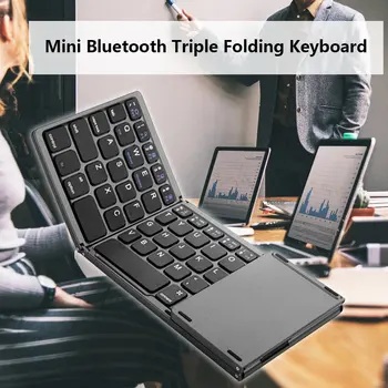 2021 QUENTE Mini Compacto de três dobras Teclado Portátil Legal de um Telefone celular Tablet Teclado Com Mouse Touchpad DROP SHIPPING