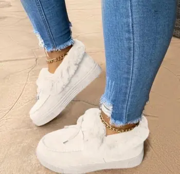Nova Moda das Mulheres Botas de Neve de Inverno Apontou Toe Sapatos de Pele Quente Sapatos de Plataforma Tornozelo Botas para Mulheres