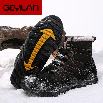 Sapatos casuais 2019 Homens Novos para Botas de Inverno ao ar livre Tênis Mens Botas de Neve, mantenha Quente Luxuoso Botas de Pelúcia Tornozelo de Neve de Trabalho