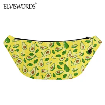 ELVISWORDS 2020 Moda Banana, Peito de Homem do saco Mulheres Casual, Esporte de saco da Cintura Bonito Abacate Imprimir Grandes Fanny Saco com Zíper Design da Marca