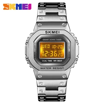 SKMEI 1456 Relógios dos Esportes de Esportes Militares Relógios Analógico Digital aço inoxidável CHOQUE LED de Quartzo Relógios de pulso relógio masculino
