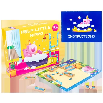 Madeira Hipopótamo Banho Quebra-cabeça para Crianças, Iluminação Educação Brinquedos para a Formação Miúdo a Pensar a Lógica de Brinquedos, Presentes para Idade 2