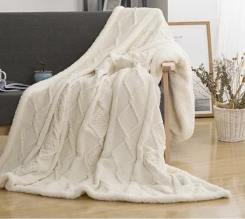 150*200 cm Cordeiros Cobertor de Malha Dupla Camada Sherpa de Pelúcia de Lã Mantas para o sofá-camas Mantas de Tricô Jogar Cobertores Colcha