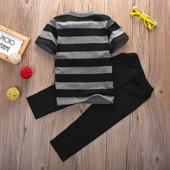O verão da Criança Roupas de Bebê Meninos T-shirt Tops+Calças compridas 2pcs Conjunto de Roupa de Tamanho 3-8Y