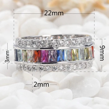 SHUNXUNZE de luxo, Charme anéis de casamento para homens e mulheres de cor-de-Rosa vermelha Peridoto Morganite Azul Roxo Cúbicos de Zircônia Ródio R489