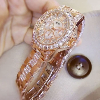 Moda das Mulheres Relógio com Diamantes Ver Senhoras de alto Luxo da Marca Senhoras Casual Mulheres Pulseira de Cristal Relógios Relógio Feminino