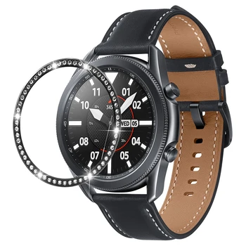 Bling Moldura Para Samsung Galaxy Watch 3 41mm de Diamante Anel de Metal Adesivo Tampa Anti-risco Protege Acessórios Assistir Galaxy3 41