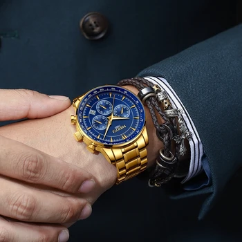 NIBOSI observar os Homens Waterproof o Ouro Azul Relógios de homens de Negócios do Esporte da forma de Quartzo Herren Uhren Data do sexo Masculino Relógio Relógio Masculino