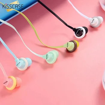 KISSCASE Bonito Donuts Macarons Fones de ouvido de 3,5 mm de ouvido Estéreo com Fio de Fones de ouvido com microfone Fone de ouvido para o iPhone Xiaomi Meninas MP4