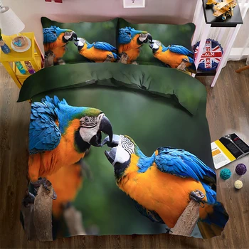 Rei Rainha Dois papagaios 3D conjunto de roupa de cama king Califórnia bedsheet Edredão de cama de cobertura Fronha de jogo de cama