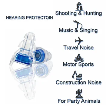 2 Pares de 20dB de Cancelamento de Ruído fones de ouvido de Silicone Filtro Plug de Ouvido Músico diminuição da Audição de Proteção Auricular para Dormir Concerto