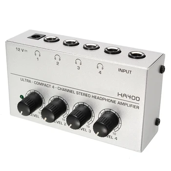 MAYITR HA400 Ultra-Compacto Amplificadores de fones de 12V de 4 Canais de Fone de ouvido Estéreo de Áudio Amplificador Microamp Amplificador Com Adaptador da UE