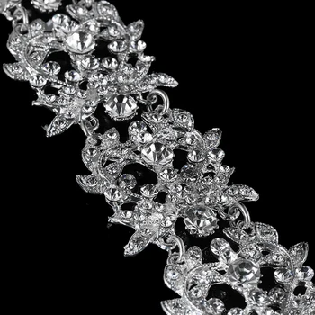 Cor Prata Cristal De Noiva Cabeça De Baile Nupcial Strass Peruca De Casamento Floral Pedaço De Cabeça Para As Mulheres, Acessórios, Jóias