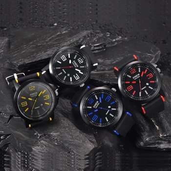 O coreano Moda Relógio Masculino XINEW Necessário Esporte de Grande Dial Aluno Assista Borracha Data de Relógios Casuais relógio de Pulso dos Homens Montre