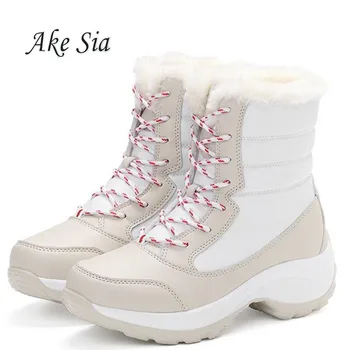 2020 mulheres botas de neve de inverno botas quentes de espessura inferior a plataforma impermeável tornozelo botas de mulheres pêlo grosso sapatos de algodão tamanho 35-41