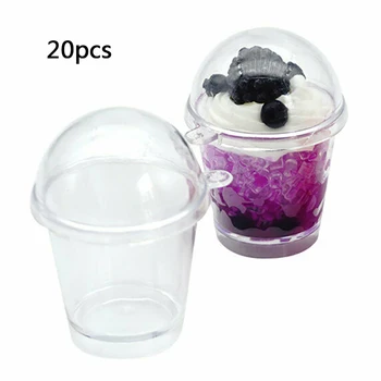 20pcs Mini Miniatura Frappuccino Copo Pequeno do Creme de Gelo da Taça Artesanal de Copos de Plástico Pendente da Jóia de Acessórios de Decoração