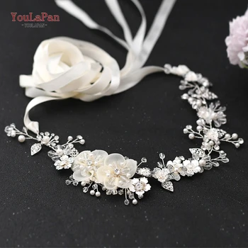 YouLaPan SH275 de Luxo Prata Cristal Cinto de Vestido de Noiva Faixa do Cinto de Noiva Floral Folha de Diamante Cinto de Strass Correia