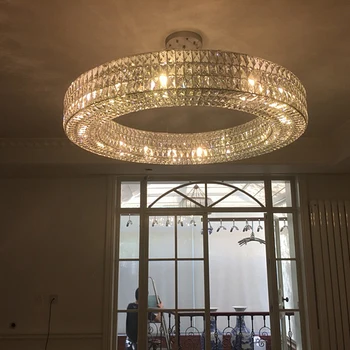 FKL Rodada Lustre de Cristal de Iluminação Para a Sala de Quarto de Hotel Villa Retângulo de Jantar LED Lustres Casa Luminárias