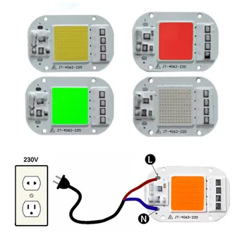 5PCS> COB 50W vermelho verde azul amarelo branco rosa Microplaqueta do DIODO emissor de Contas AC: 220V Inteligente IC Ajuste Para DIY de Alta energia para luzes de Rua