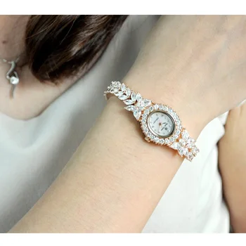 Royal Jóia da Coroa das Mulheres Relógio de Ajuste do Dente zircônia Cúbica de Luxo Cheio de Cristal da Mãe-de-pérola Senhora Relógio de Menina da Caixa de Presente