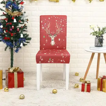 Cadeira coberta decorações de Natal 1/2/4/6PCS Flor Impresso Geométricas Cozinha Capas de Elastano Elástica do Estiramento