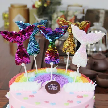 7pcs Sereia Festa Bolo de Cupcake Toppers Bolo de Casamento Decoração Suprimentos Feliz festa de Aniversário Bolo Topper Decorações de Crianças para Adultos