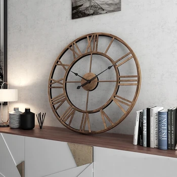 40cm Retro Ferro Grande Relógio de Parede Romano Vintage de Quartzo, Relógios de Parede de Cozinha, Relógio de Sala de estar e Quarto a Decoração Home