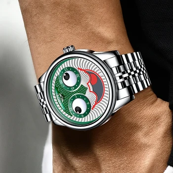 LIGE Criativo Homens Relógios de Marca Top de Luxo Automáticos os Relógios Mecânicos Para Homens Moda de Aço Inoxidável do Esporte Relógio à prova d'água