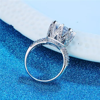Visisap de Luxo 8 Quilates, Coroa de Ouro Branco Anel de Cor AAA Brilhante CZ Anéis de Casamento Para as Mulheres tamanho de 5 a 11 de jóias de moda VSR064