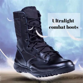 Homens Respirável Ultraleve Combate Botas Impermeáveis Tático Militar Botas do sexo Masculino do curso ao ar livre, Caminhadas Sapatos de Couro, Ankle Boots