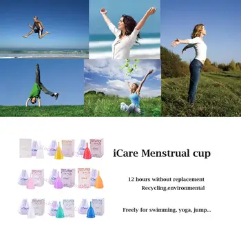 VIP 100 Pcs Bonito Atacado Reutilizável de Silicone de Grau Médico Menstrual Copa Feminina, Produto de Higiene Senhora Menstruação Copo BMC01PK