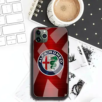 Super Carro Alfa Romeo Logotipo Caso de Telefone de Vidro Temperado Para o iPhone 12 pro max mini-11 Pro XR, XS MÁXIMO de 8 X 7 6 6 Além de SE 2020 caso