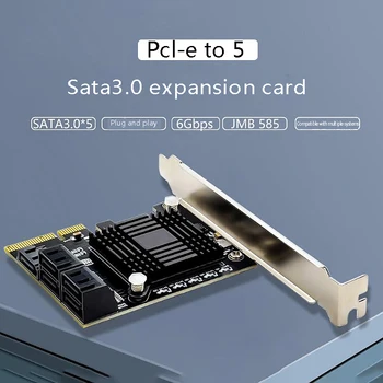 QUENTE-PCIE 5 Portas SATA3.0 Cartão de Expansão do Computador Chassi Placa de Adaptador de Chip JMB585