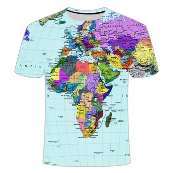 Marca Wereld Kaart T-shirt Grappige T-shirts Zomer Modo de Anime 3D Camiseta T-shirt Heren Kleding Tops Tees 2019 nieuwe