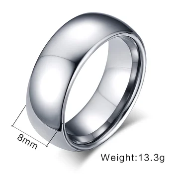 Vnox Homens Clássicos Anéis Real de Tungstênio Masculino Jóias de Casamento Lado polido de Alta Qualidade