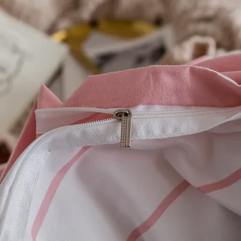 Denisroom faixa roupa de cama branca-de-rosa Conjuntos de Cama estilo Simples, roupa de cama de Capa de Edredão conjunto de capa de Edredão Queen king size YU51*