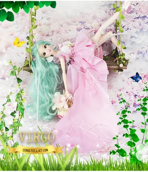 DBS MMGirl 12 Constelação de Virgem, como o BJD Blyth boneca 1/6 30cm cor-de-rosa vestido de cesta de flor de menina gift set de brinquedo