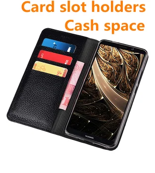 Luxo genuíno carteira de couro flip para Samsung Galaxy Nota 10 Lite/Nota 10 Plus/Nota 10 telefone bag duplo slot de cartão de titular caso