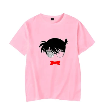 Casual Detective Conan t-shirt Homens Mulheres de Algodão de Manga Curta T-Shirt de Verão de Moda Anime Detective Conan meninos meninas rapazes raparigas cor-de-rosa tees