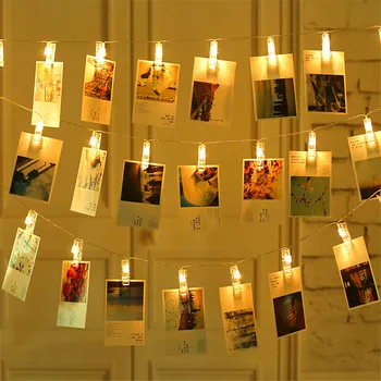 1,5 M 3M 6M Foto Cartão Clipe da corda LED de Luz de Natal Festa de Casamento Ramadã Clipes de Fadas Luz do Quarto DIY Cartão de Clipes de Luz