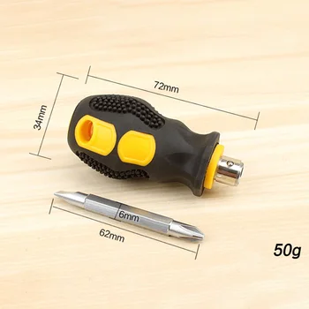 1PCS de 6mm com Fenda Dupla Cabeça de chave de Fenda de cabo Curto de 2 Vias de chaves de fenda Ferramenta de Reparo Mini chave de fenda