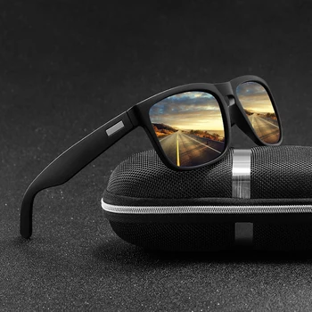 LongKeeper Homens Clássicos Óculos de sol Polarizados do sexo Masculino Condução Tons Praça Espelho Óculos de Segurança do Condutor UV400 Oculos masculino
